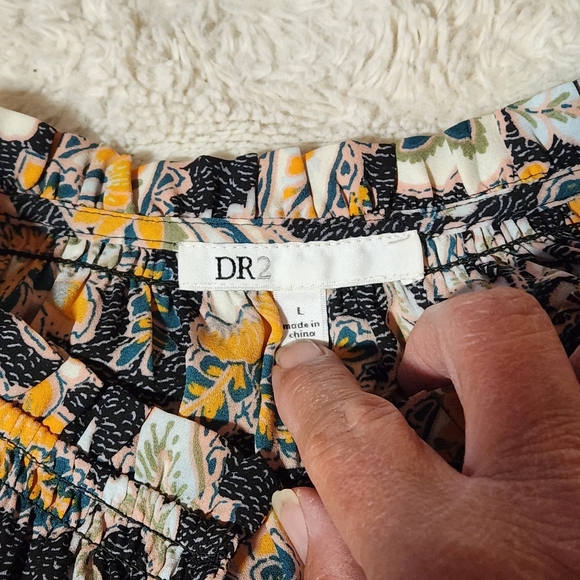 Daniel Rainn DR2 Top Blouse Womens Sz L Floral Paisley Long Sleeve Button Up - Picture 4 of 10